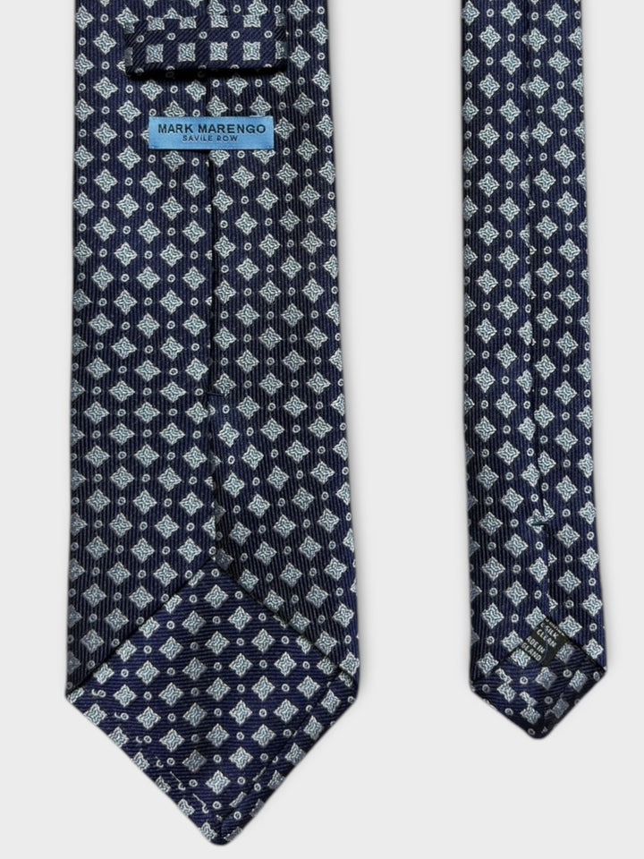 Navy Flower Dot Jacquard Silk Tie