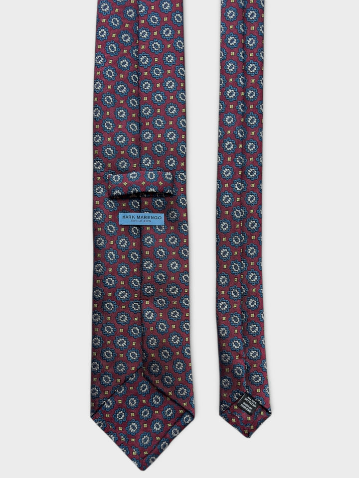 Red & Blue Medallion Jacquard Silk Tie