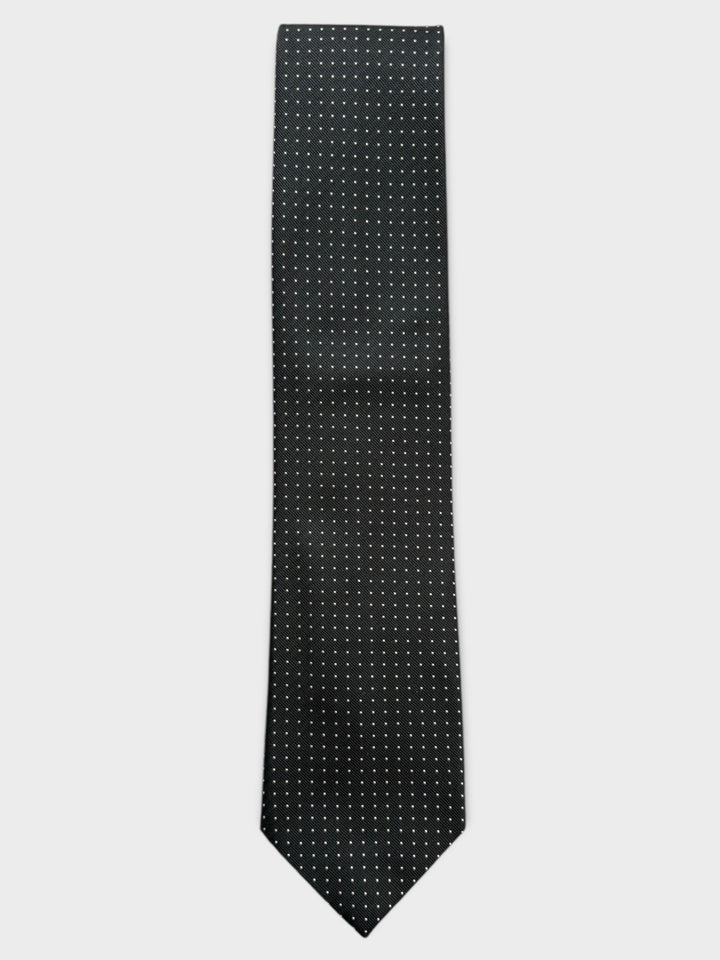 Black & White Micro Dot Jacquard Silk Tie