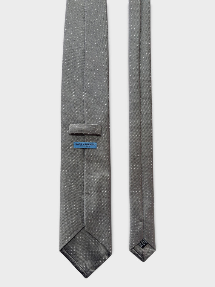 Grey & White Micro Dot Jacquard Silk Tie