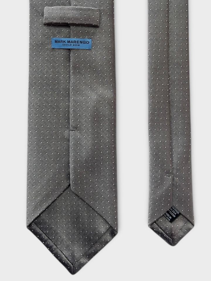 Grey & White Micro Dot Jacquard Silk Tie