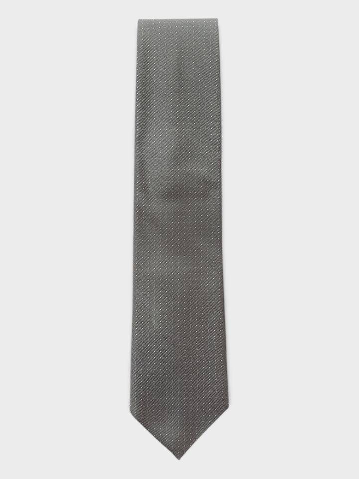 Grey & White Micro Dot Jacquard Silk Tie