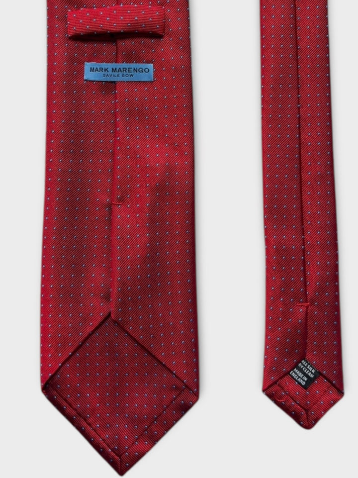 Red & Sky Micro Dot Jacquard Silk Tie