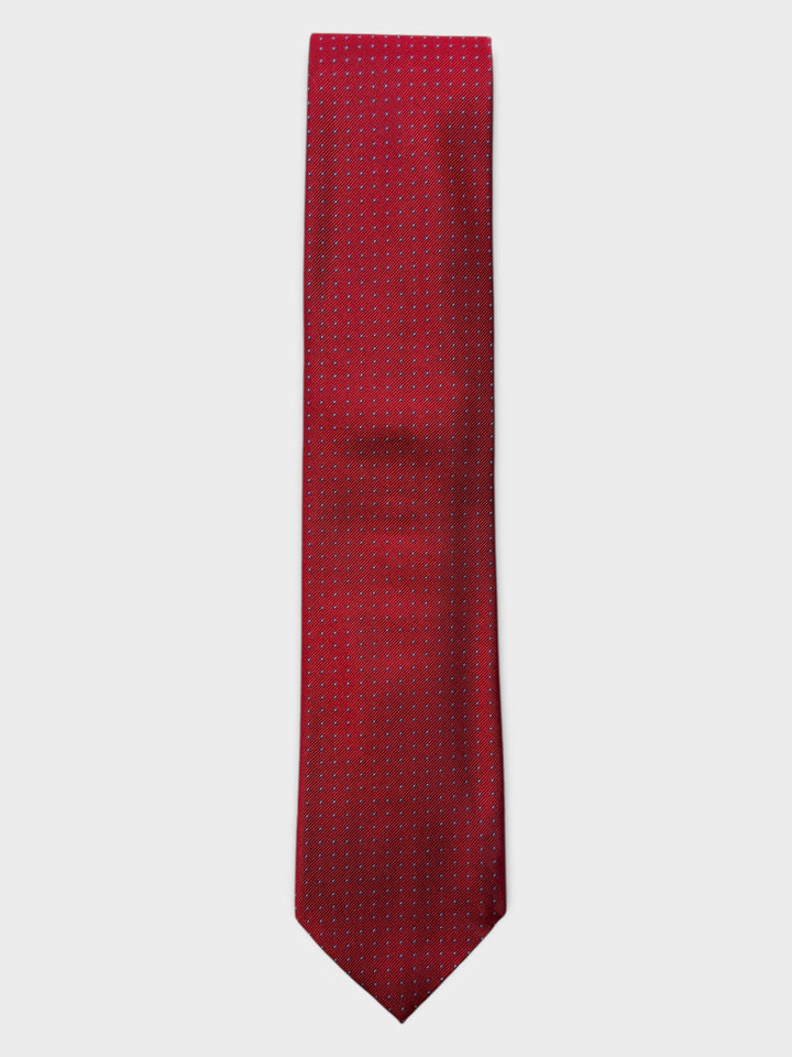 Red & Sky Micro Dot Jacquard Silk Tie