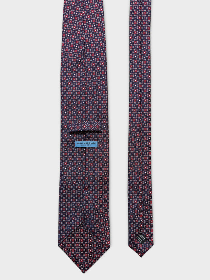 Blue & Red Flower Jacquard Silk Tie