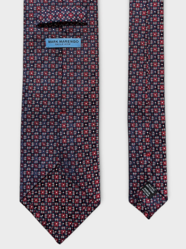 Blue & Red Flower Jacquard Silk Tie