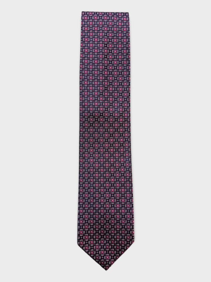 Blue & Purple Flower Jacquard Silk Tie