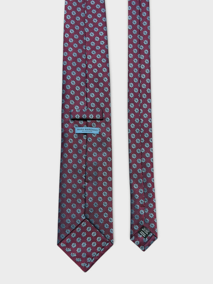 Dark Red Flower Jacquard Silk Tie