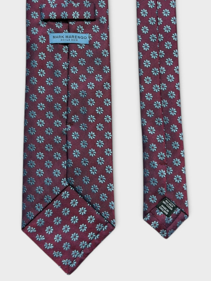 Dark Red Flower Jacquard Silk Tie