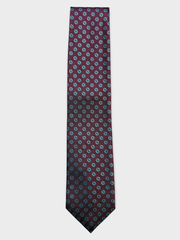 Dark Red Flower Jacquard Silk Tie