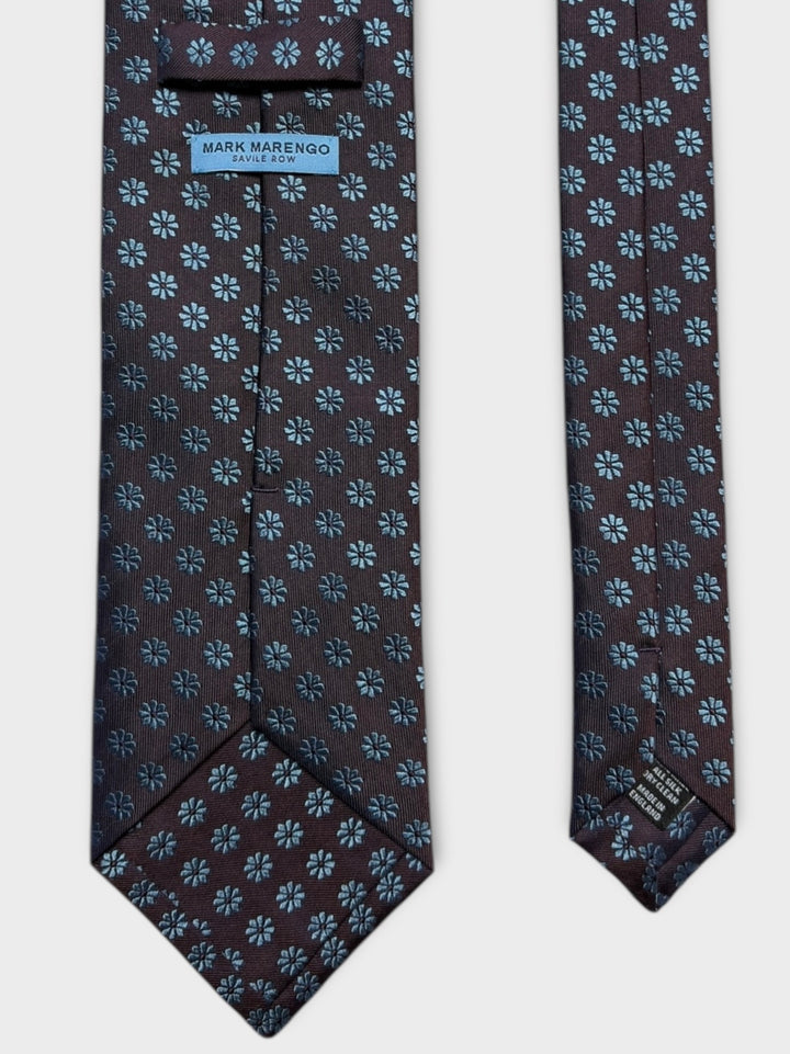 Brown Flower Jacquard Silk Tie