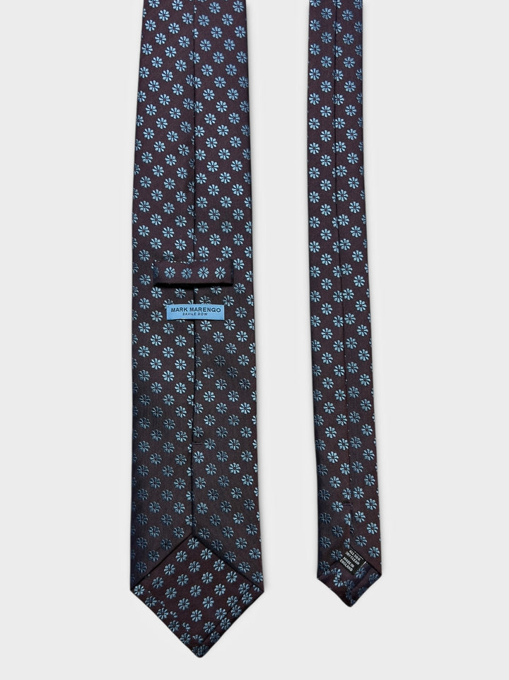 Brown Flower Jacquard Silk Tie