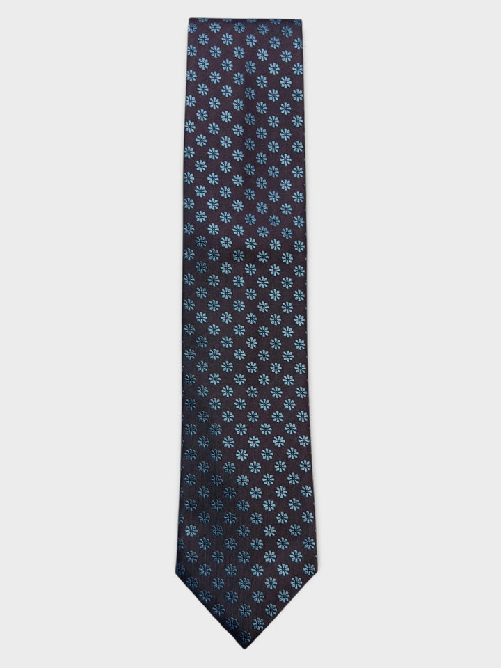 Brown Flower Jacquard Silk Tie