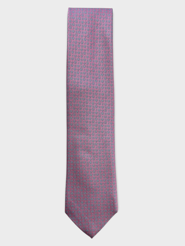 Pink Micro Flower Jacquard Silk Tie