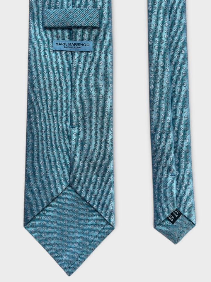 Turquoise Blue Micro Flower Jacquard Silk Tie