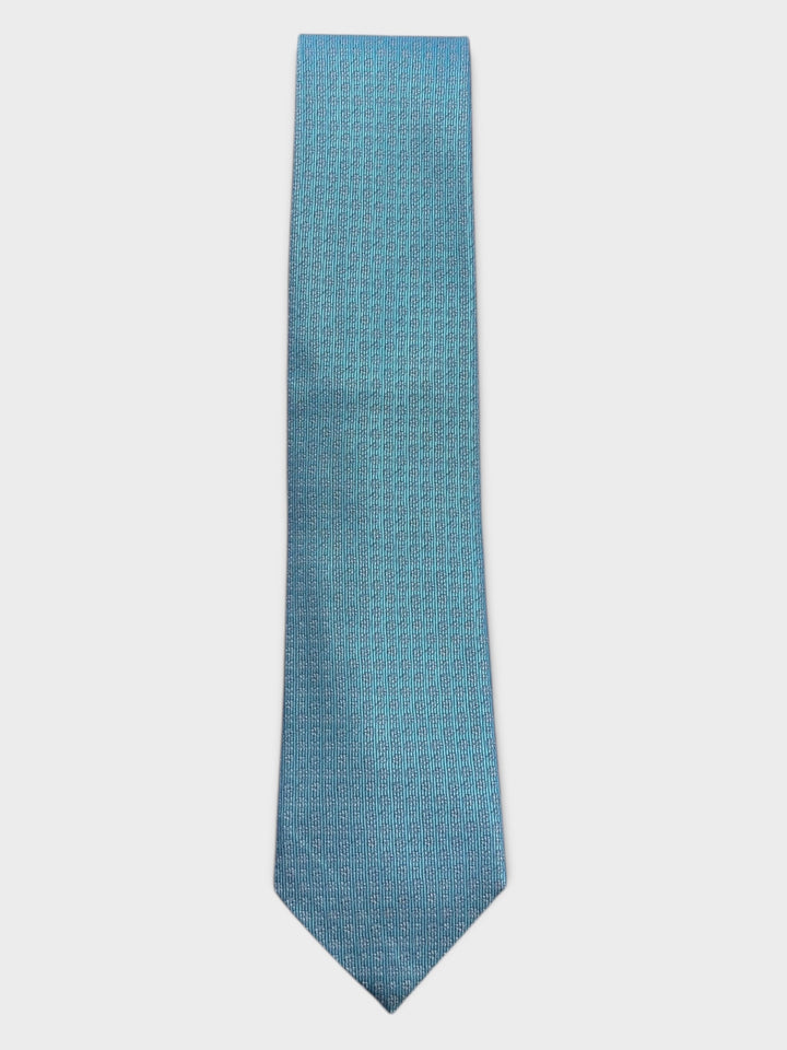 Turquoise Blue Micro Flower Jacquard Silk Tie