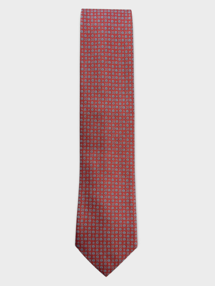 Orange Micro Flower Jacquard Silk Tie