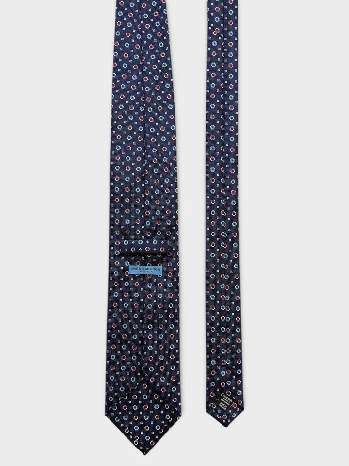 Blue Micro Flower Jacquard Silk Tie