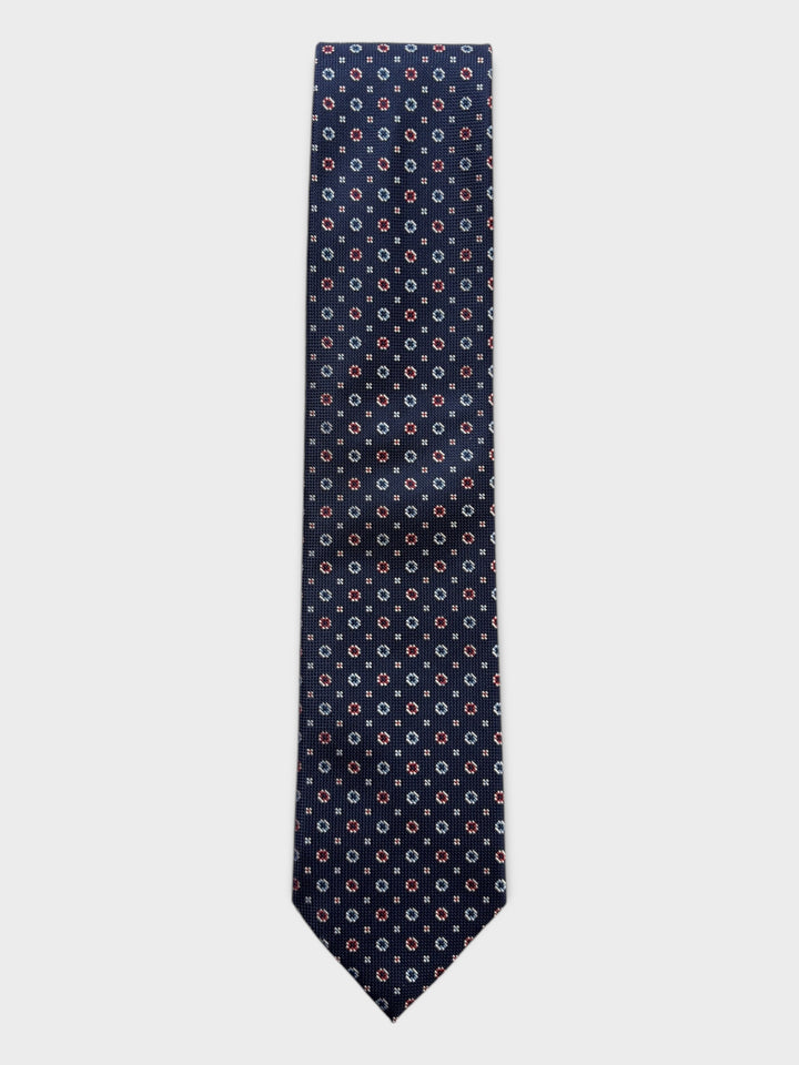 Blue Micro Flower Jacquard Silk Tie