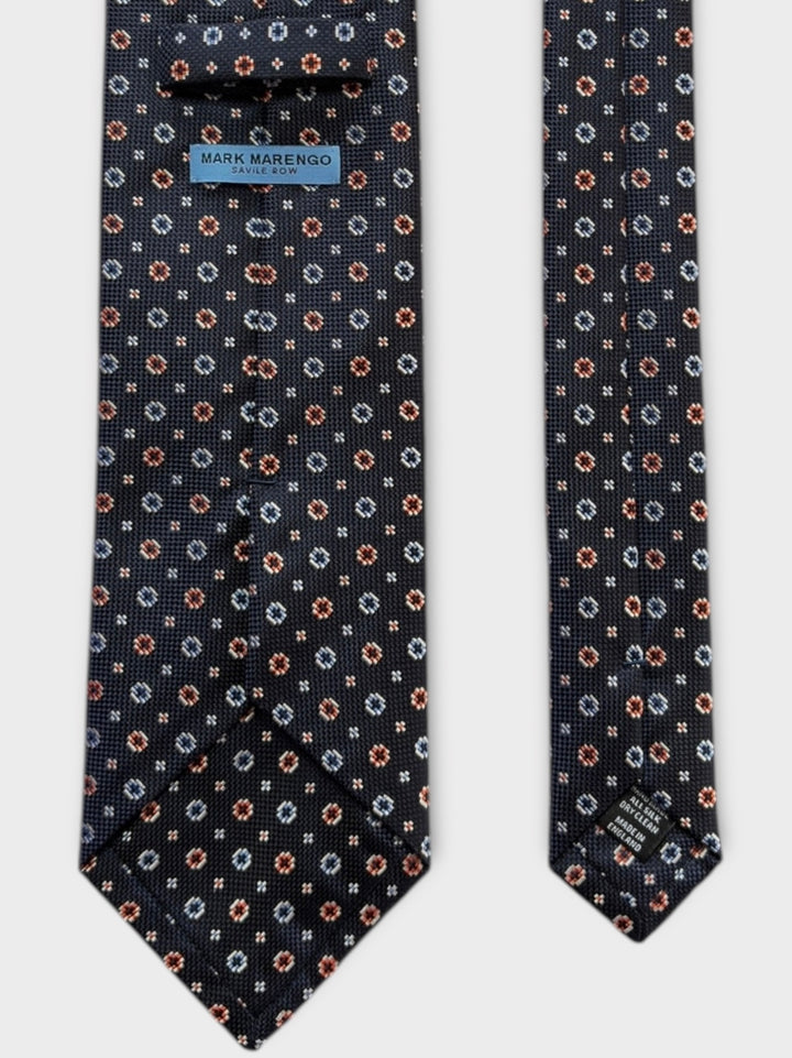 Navy Micro Flower Jacquard Silk Tie