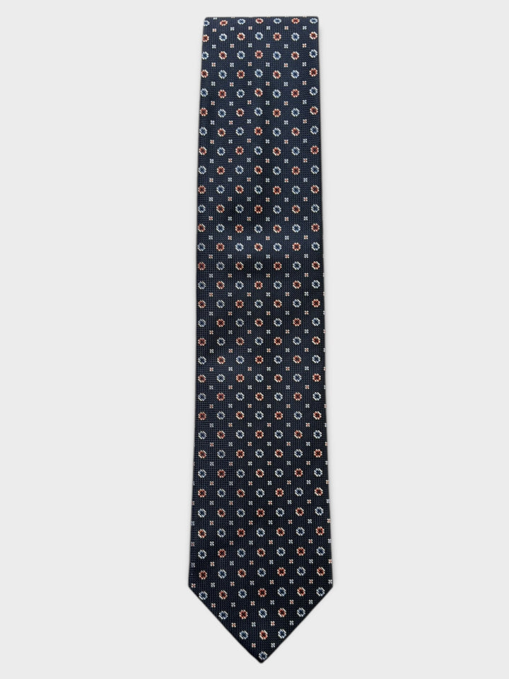 Navy Micro Flower Jacquard Silk Tie