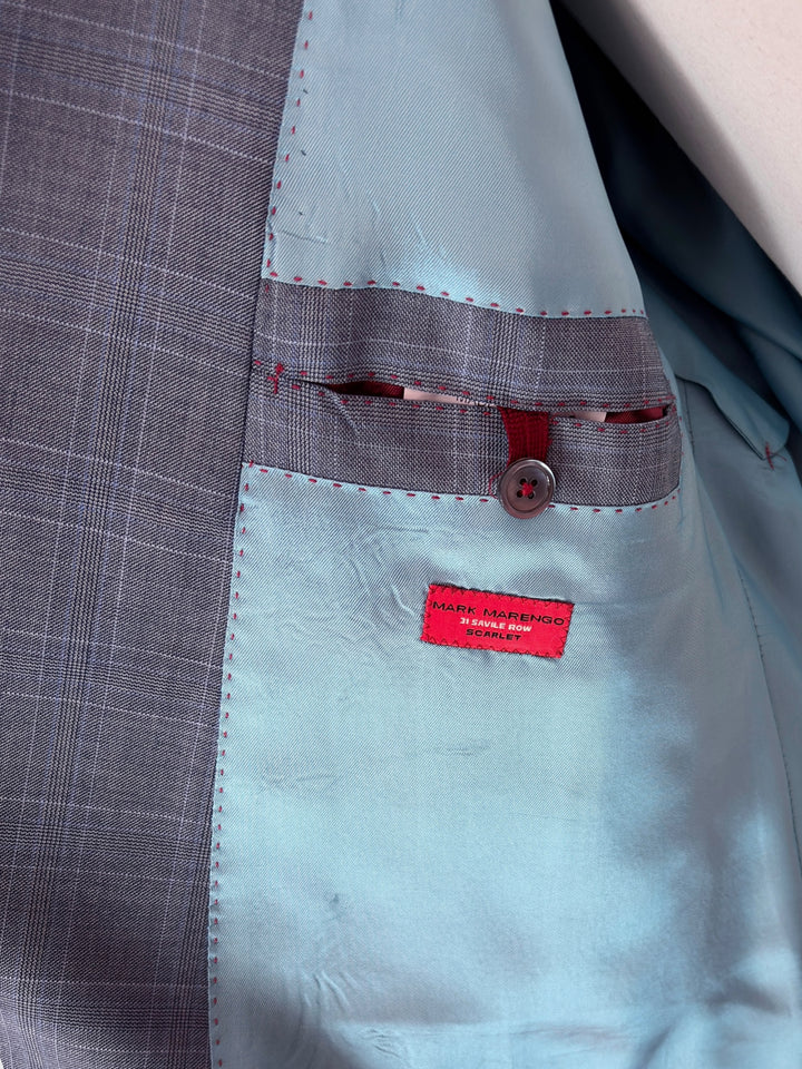 Grey Prince Of Wales Double Breasted Suit
