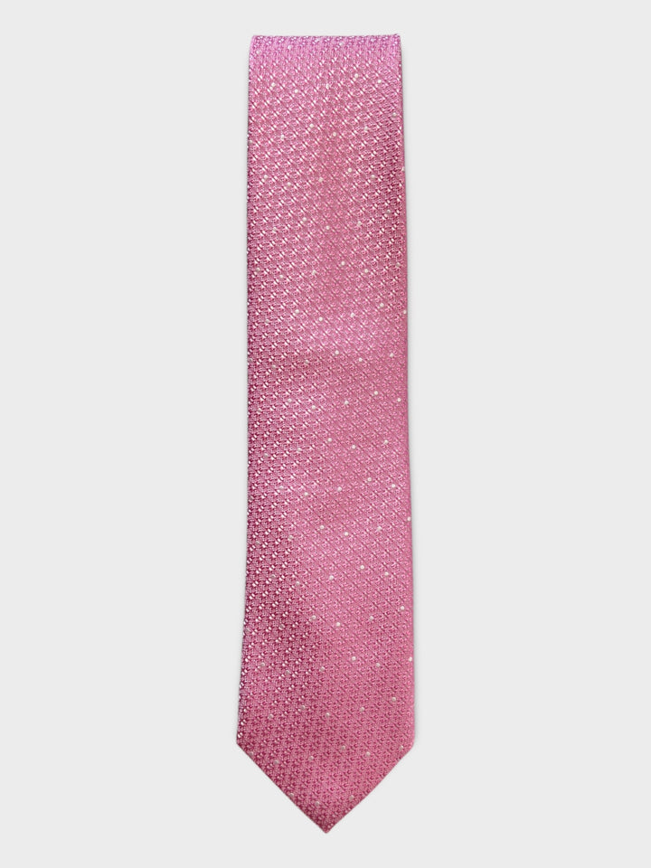 Pink & White Dot Jacquard Silk Tie