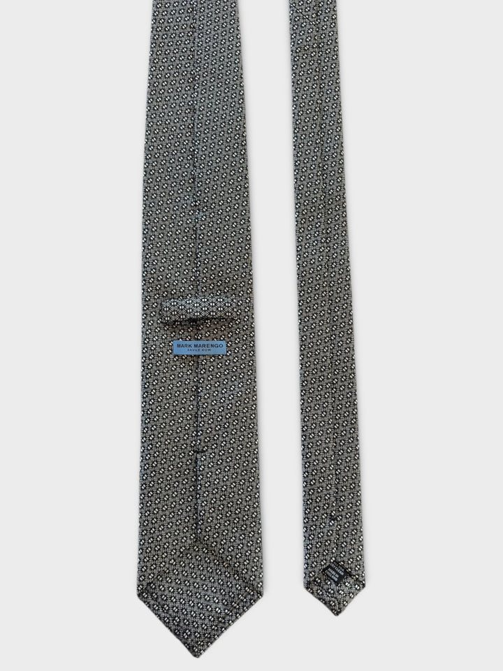 Grey Geometric Jacquard Silk Tie