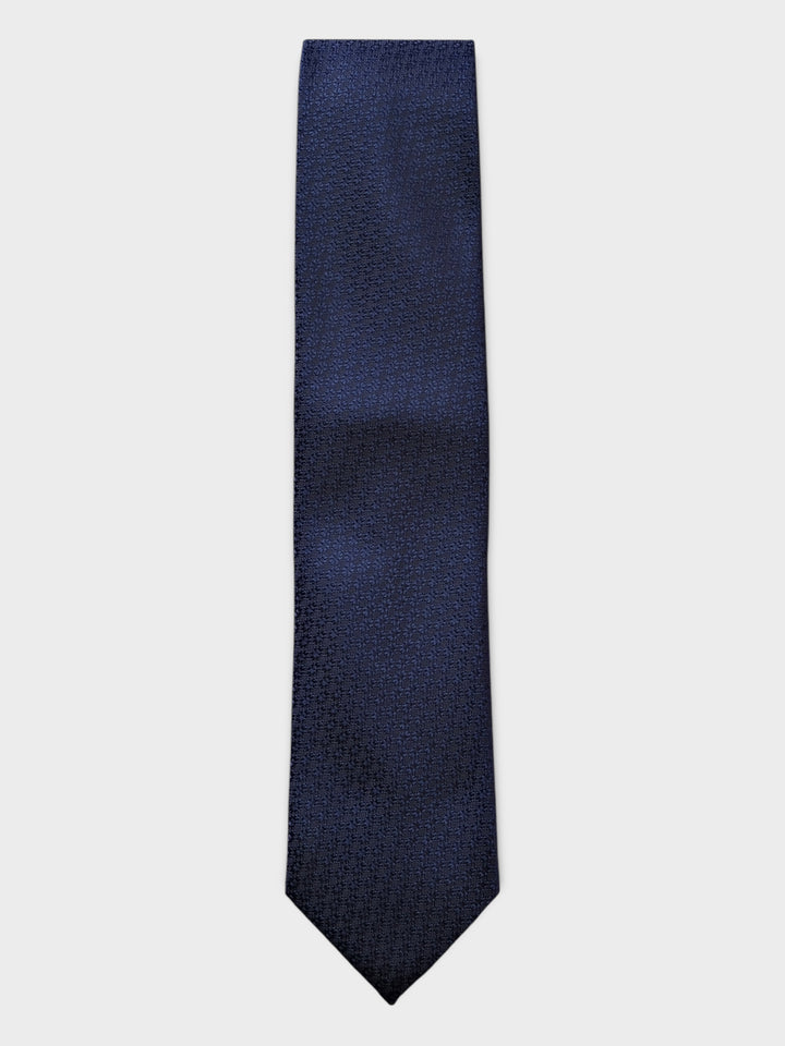 Navy Geometric Jacquard Silk Tie