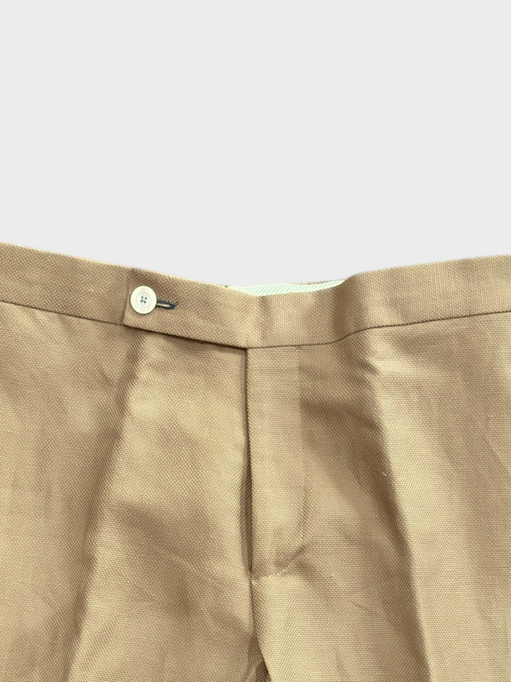 Beige Hopsack Cotton Trouser