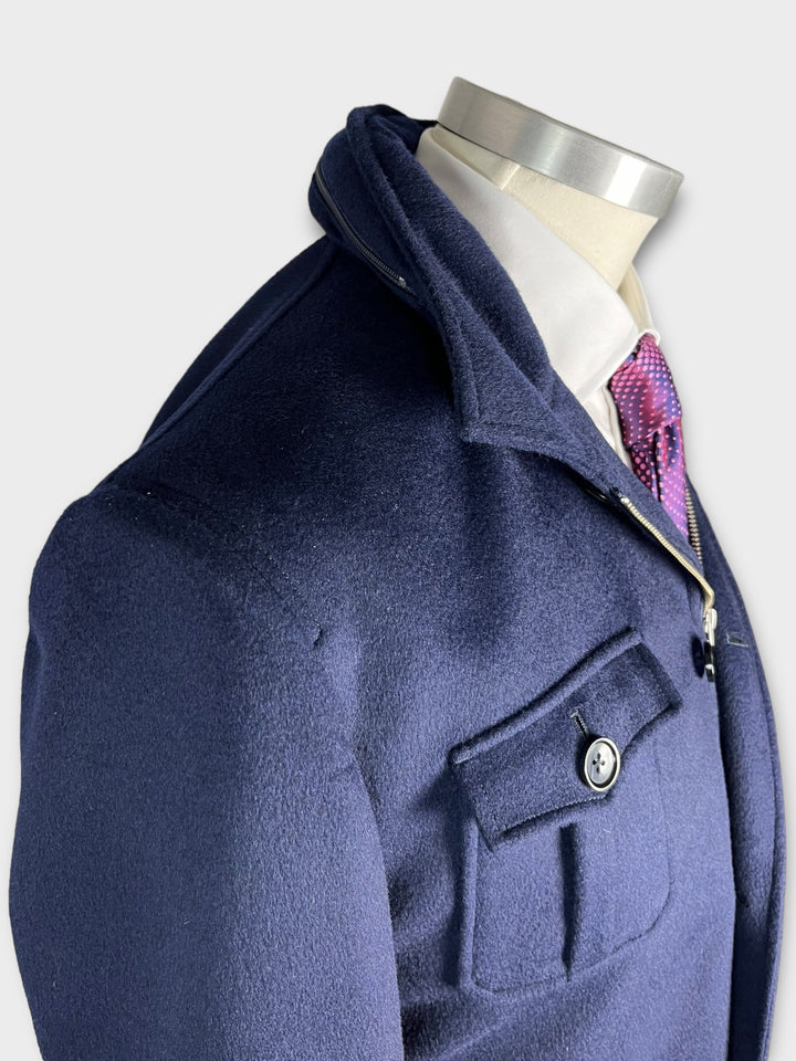 Navy Field Jacket With Hood