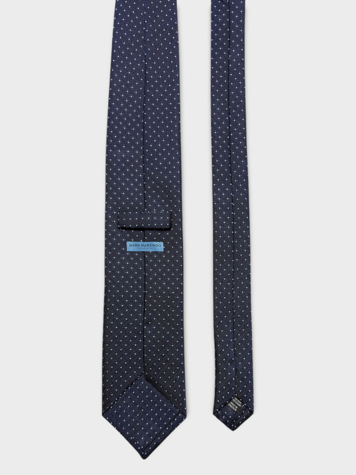 Navy Flower Dot Jacquard Silk