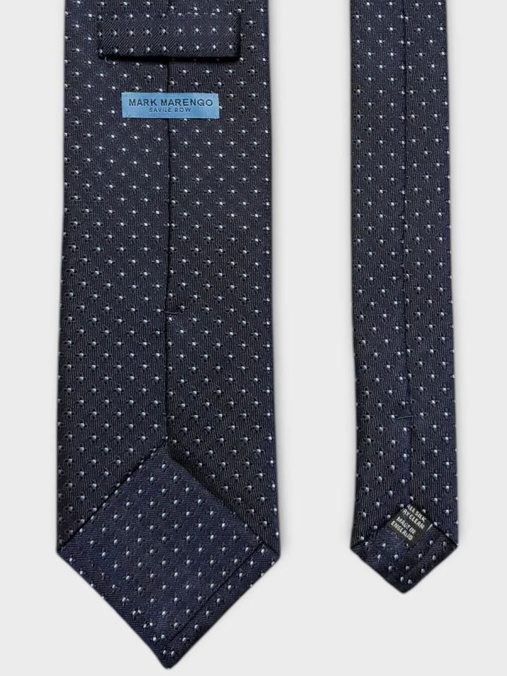 Navy Flower Dot Jacquard Silk