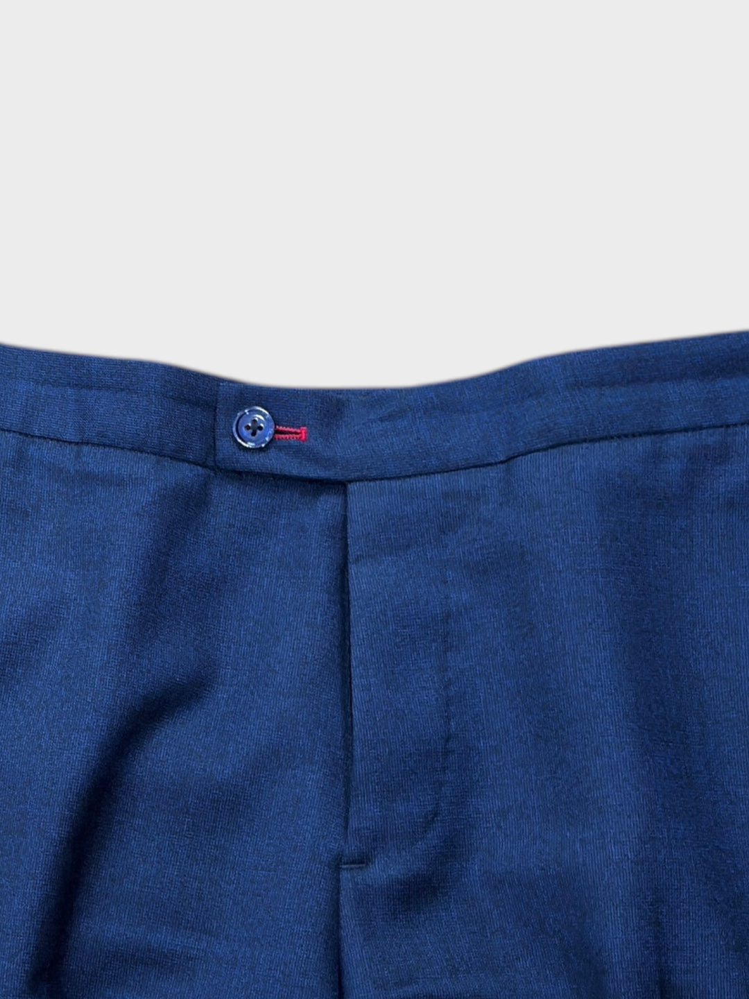 Blue Fine Houndstooth Sartorially Made Wool Trousers