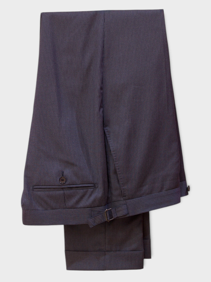 Steel Blue Pinstripe Wool Trouser