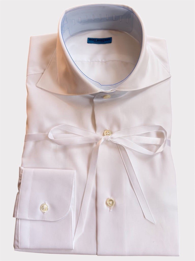 Wide Cutaway White Shirt