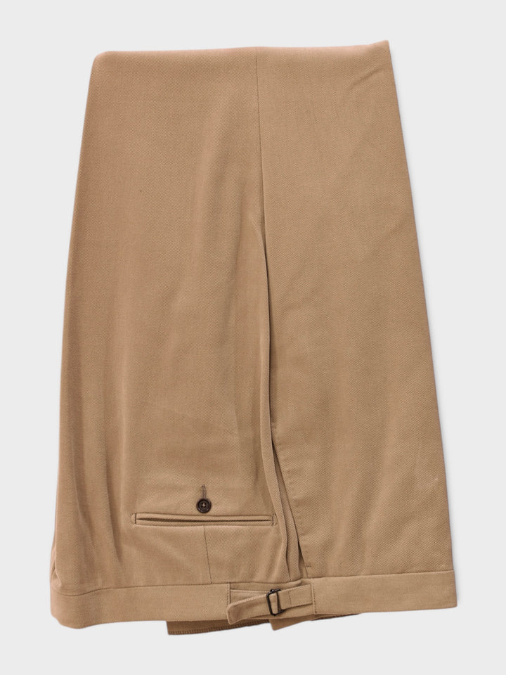 Beige Brushed Cotton Trouser