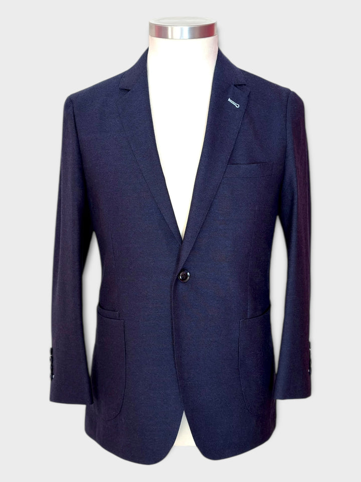 Blue Fine Houndstooth Spalla Camicia Winter Jacket Sartorially Made Short