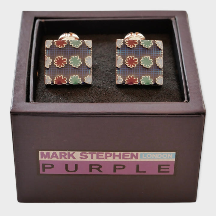Blue Flower Square Cufflink