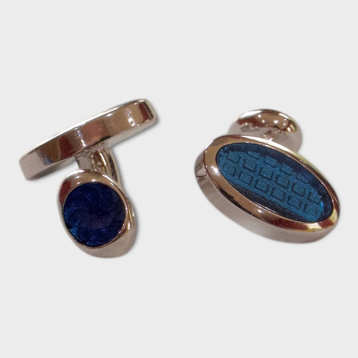 Blue Oval Pattern Cufflinks