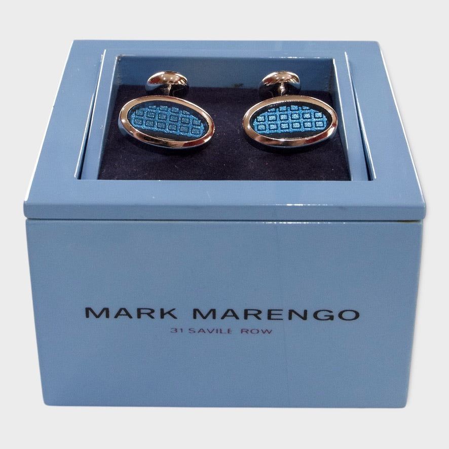 Blue Oval Pattern Cufflinks