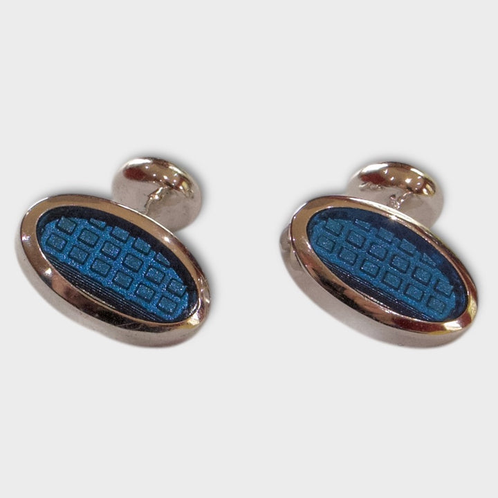Blue Oval Pattern Cufflinks