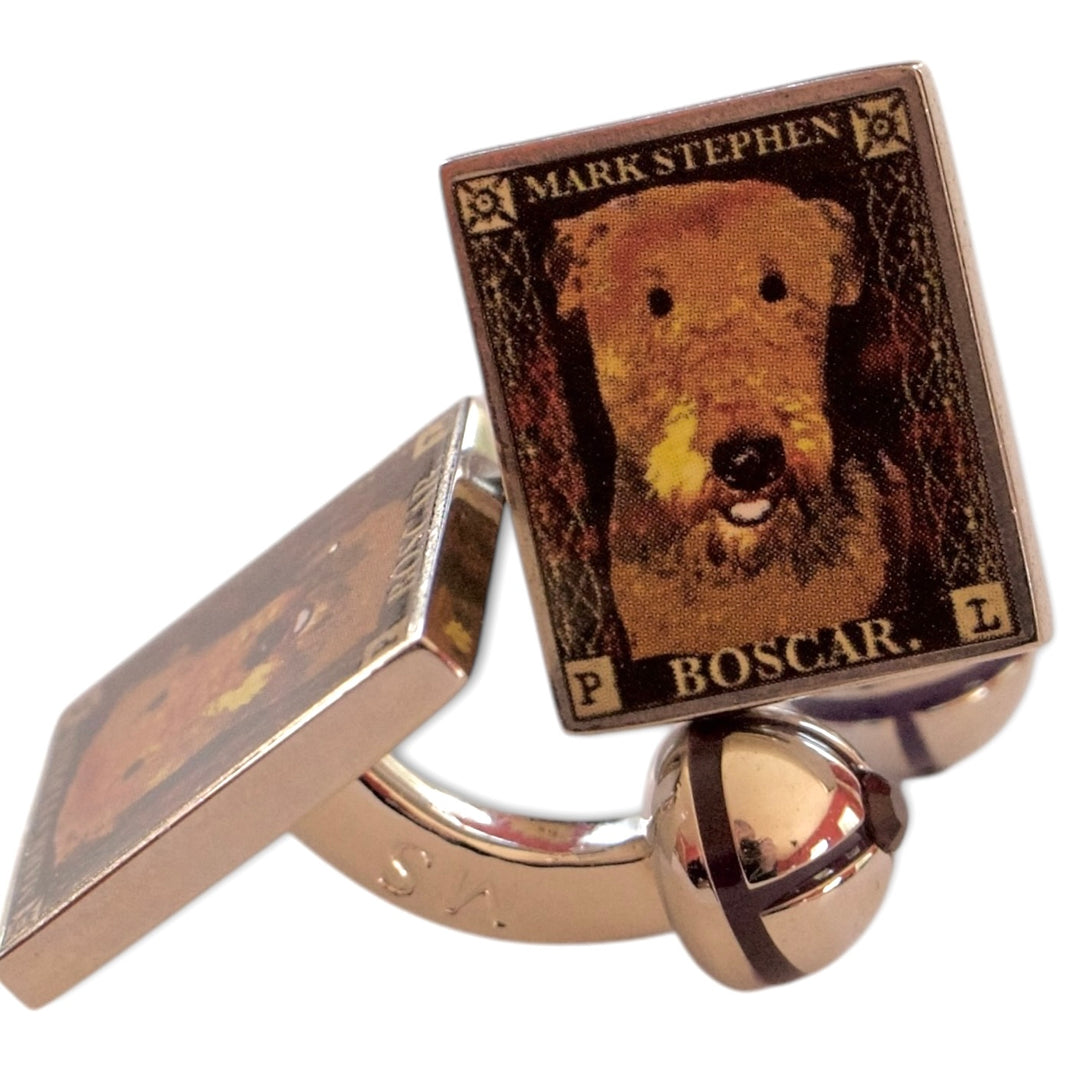 Boscar Airedale Dog Cufflinks