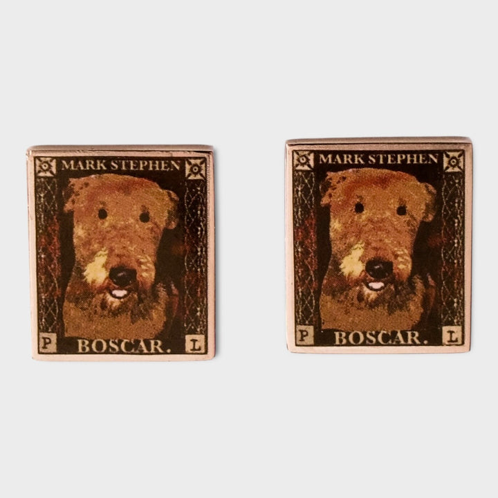 Boscar Airedale Dog Cufflinks