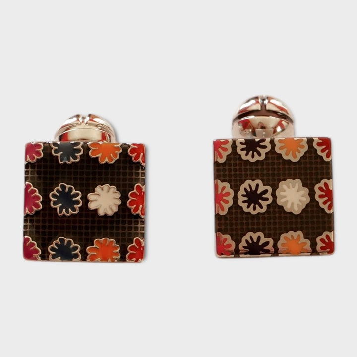 Brown Flower Square Cufflink