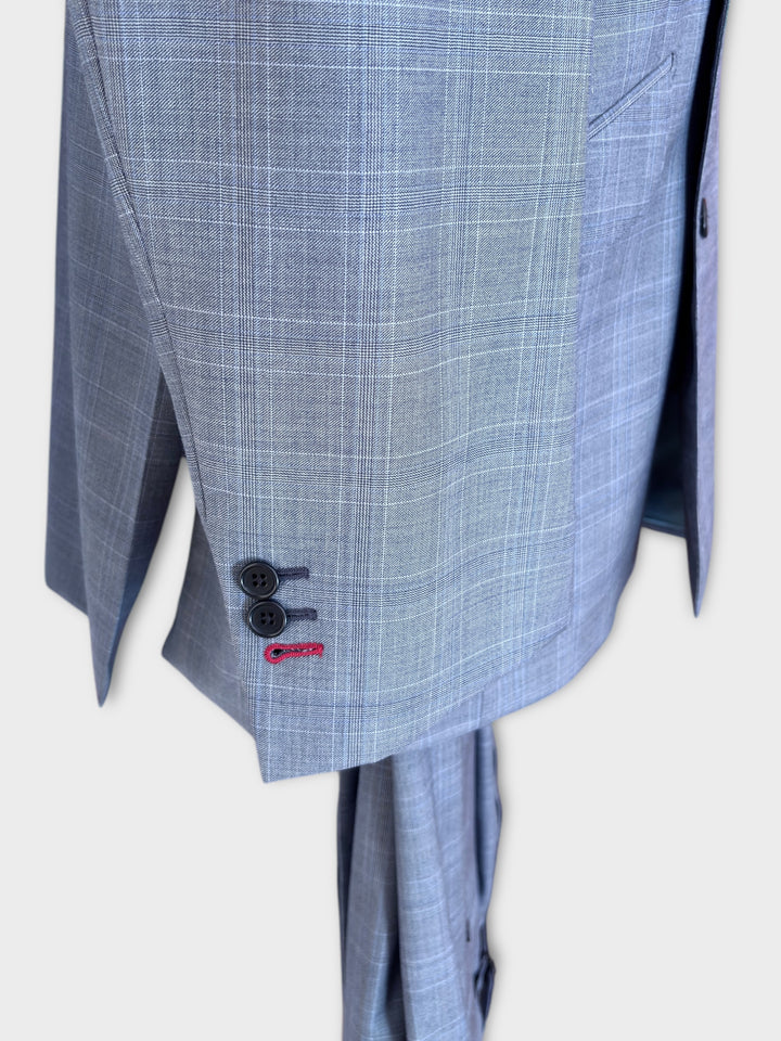 Grey Prince Of Wales Double Breasted Suit
