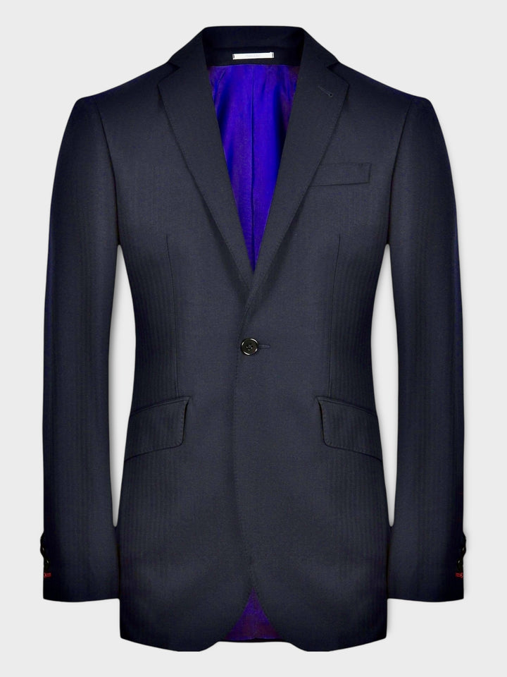 Costume à chevrons bleu marine