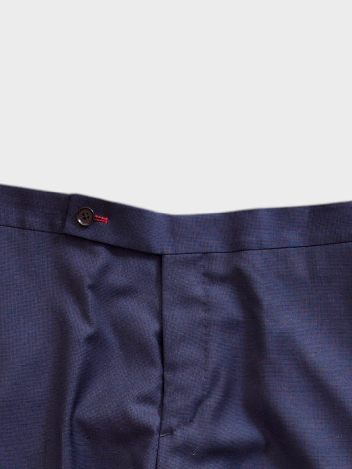 Navy Very Fine Honeycombe Weave Wool Trouser