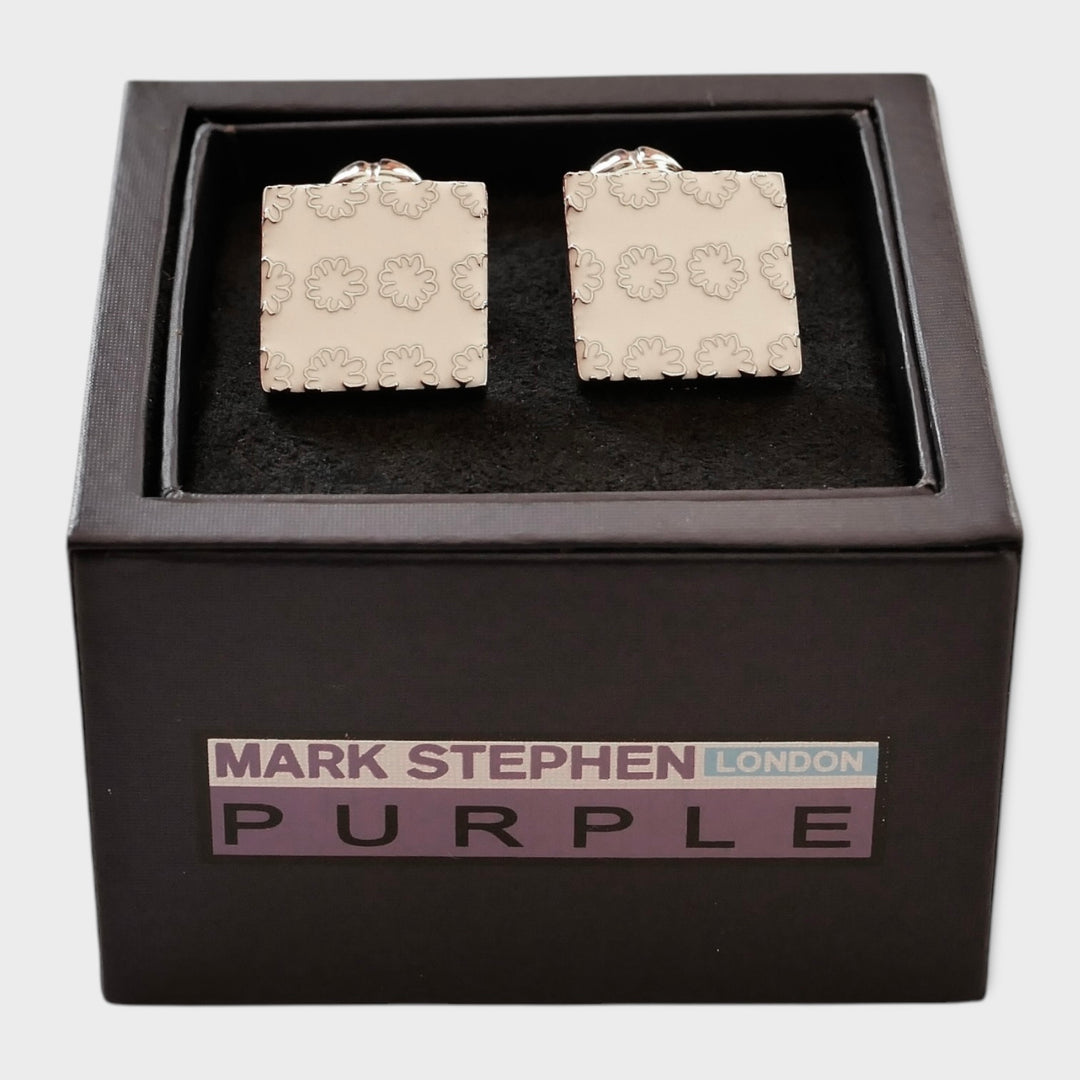 White Flower Square Cufflink