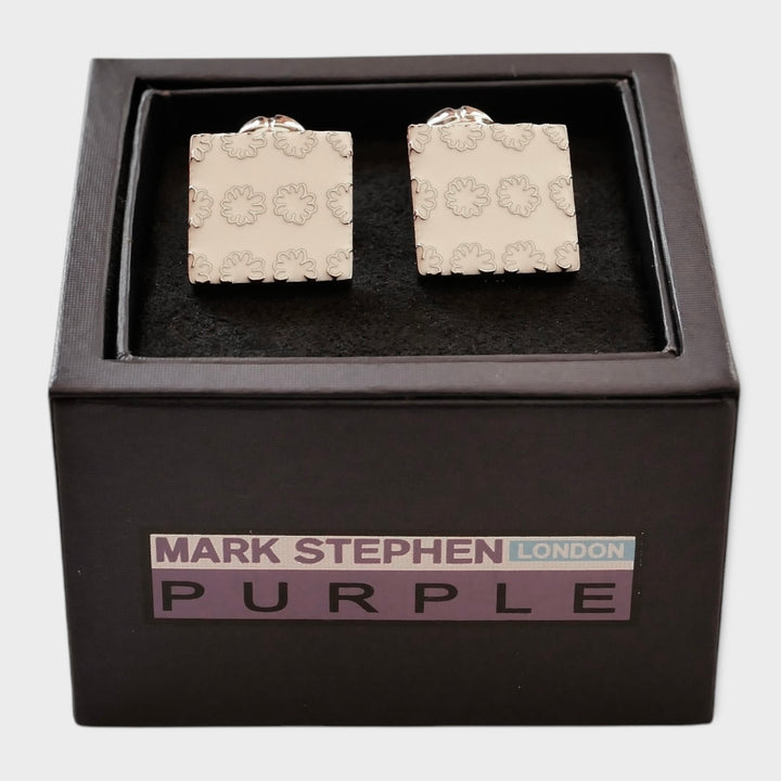 White Flower Square Cufflink